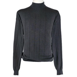 Quiet Luxury Ellinni Mock Neck Sweater Men’s L Charcoal Rib Knit Italy-Made